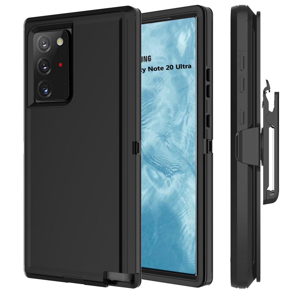 PC + TPU Anti-drop Shell with Belt Clip Kickstand for Samsung Galaxy Note20 Ultra/Note20 Ultra 5G - Black-1