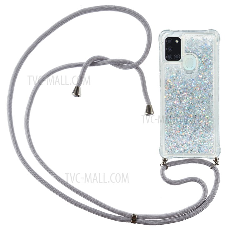 Glitter Powder Quicksand TPU Back Case for Samsung Galaxy A21s - White-1