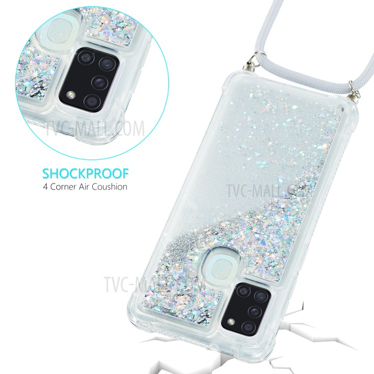 Glitter Powder Quicksand TPU Back Case for Samsung Galaxy A21s - White-5