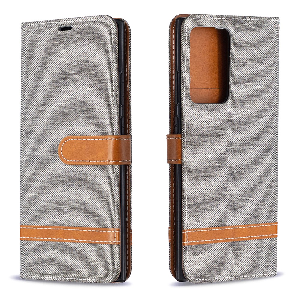 Assorted Color Jeans Cloth Skin Leather Shell for Samsung Galaxy Note20 Ultra/Note20 Ultra 5G - Grey-9