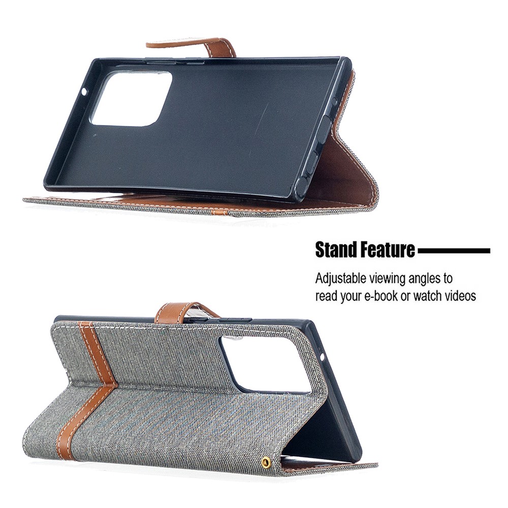 Assorted Color Jeans Cloth Skin Leather Shell for Samsung Galaxy Note20 Ultra/Note20 Ultra 5G - Grey-2