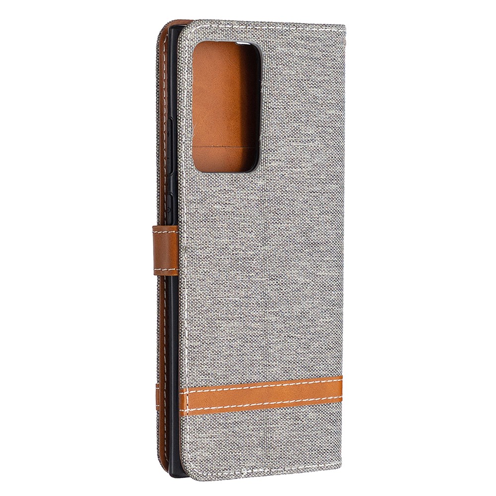 Assorted Color Jeans Cloth Skin Leather Shell for Samsung Galaxy Note20 Ultra/Note20 Ultra 5G - Grey-7