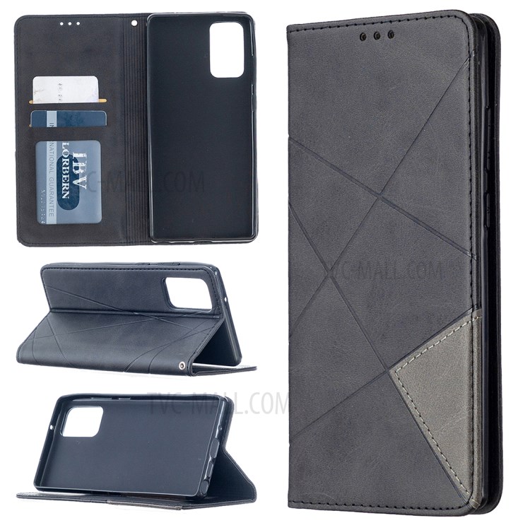 Geometric Pattern Leather with Card Holder Case for Samsung Galaxy Note 20/Note 20 5G - Black-1