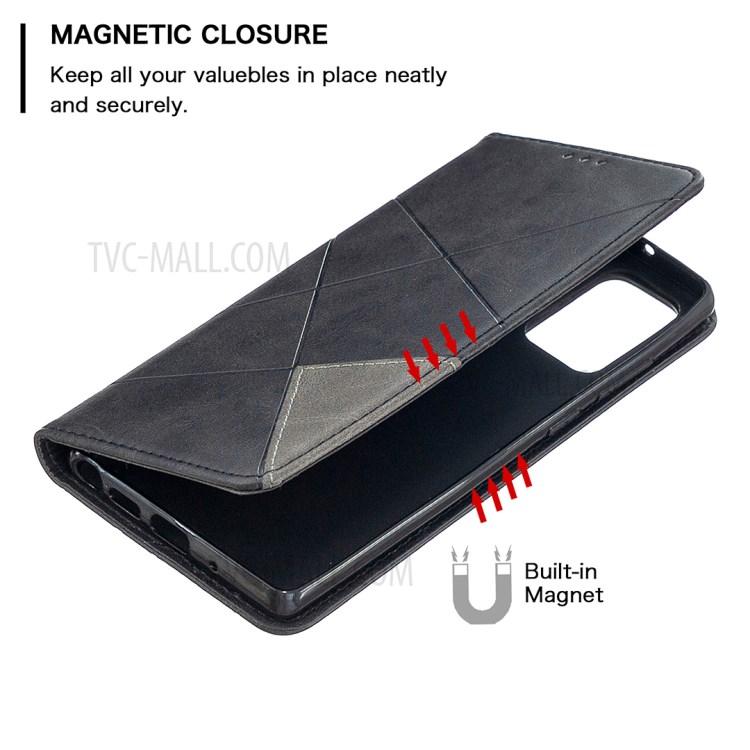 Geometric Pattern Leather with Card Holder Case for Samsung Galaxy Note 20/Note 20 5G - Black-3