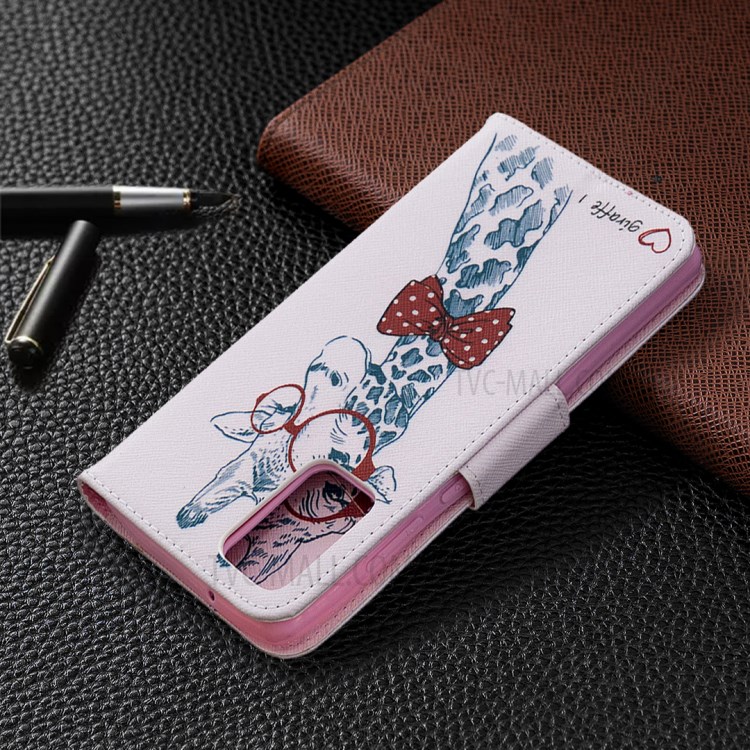 Pattern Printing Leather Wallet Phone Case for Samsung Galaxy Note 20/Note 20 5G - Giraffe-5