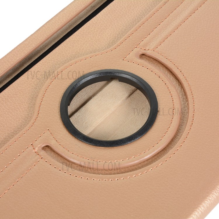 Litchi Skin Leather Shell Case with Rotating Stand for Samsung Galaxy Tab S7 Plus - Gold-9