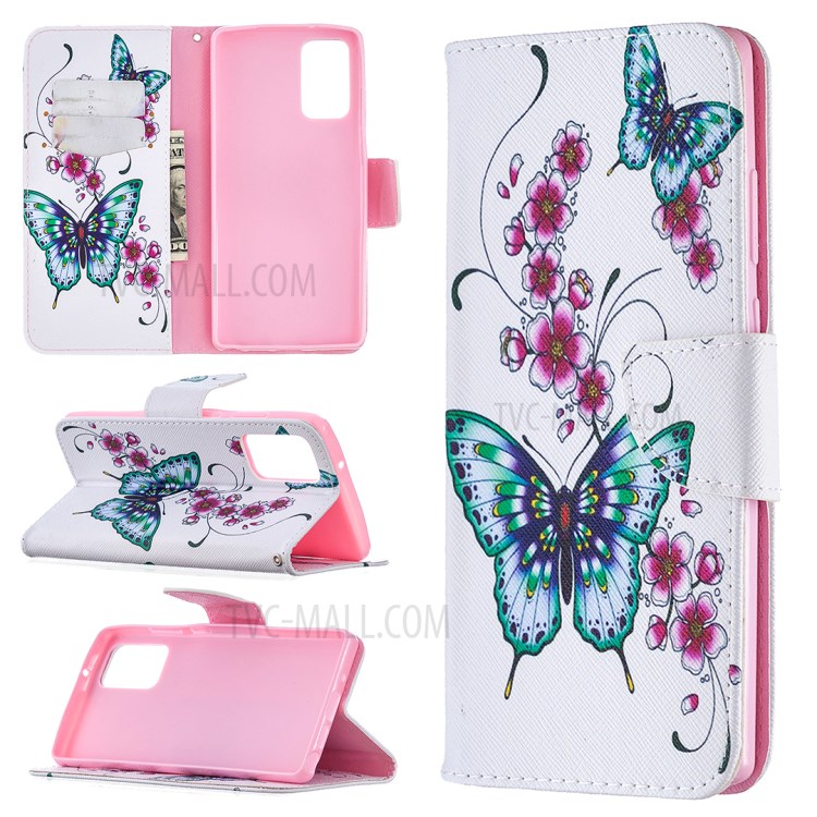 Pattern Printing Wallet Stand Leather Cell Phone Cover for Samsung Galaxy Note 20/Note 20 5G - Butterfly and Flower-1