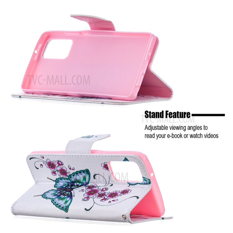 Pattern Printing Wallet Stand Leather Cell Phone Cover for Samsung Galaxy Note 20/Note 20 5G - Butterfly and Flower-2