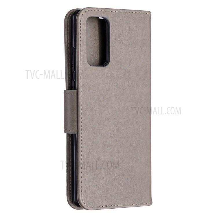 Imprint Butterfly Texture Leather Shell for Samsung Galaxy Note 20/Note 20 5G - Grey-6