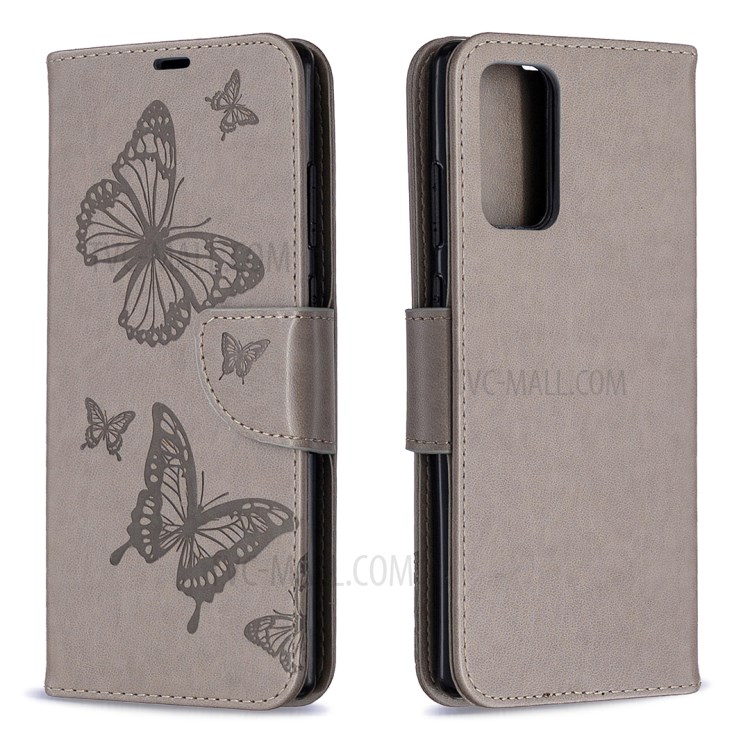 Imprint Butterfly Texture Leather Shell for Samsung Galaxy Note 20/Note 20 5G - Grey-7