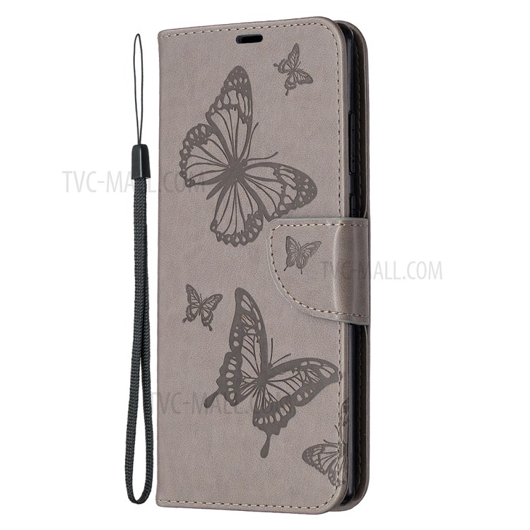 Imprint Butterfly Texture Leather Shell for Samsung Galaxy Note 20/Note 20 5G - Grey-8