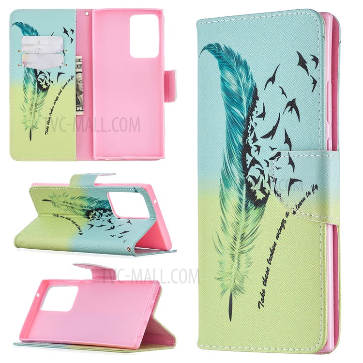 Pattern Printing Magnetic Leather Cover for Samsung Galaxy Note20 Ultra/Note20 Ultra 5G - Feather Pattern-1