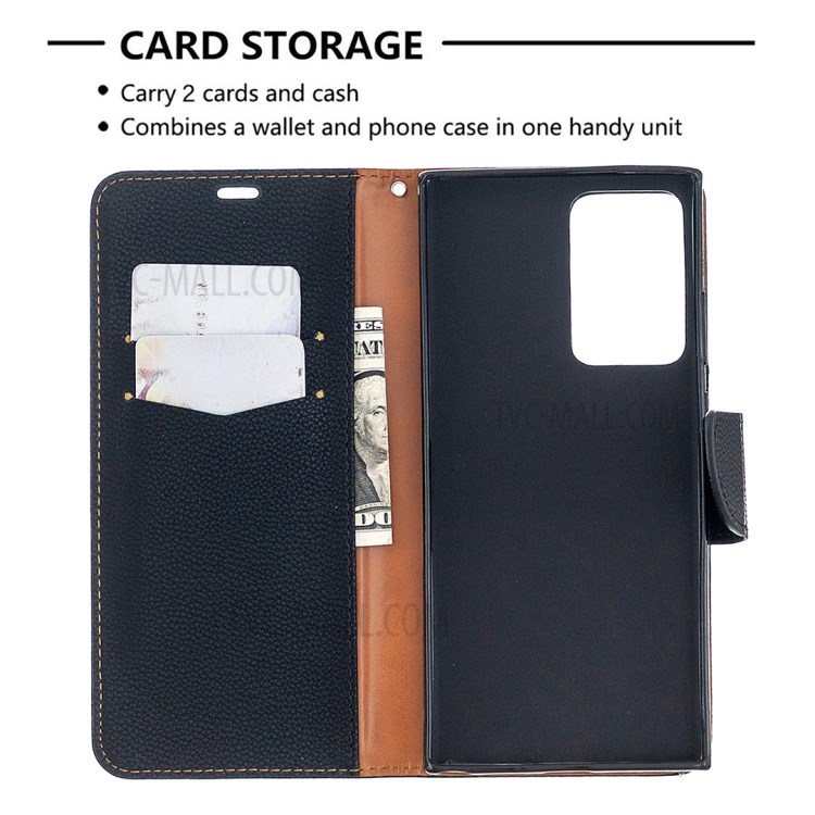 Litchi Texture Pure Color Leather Shell with Strap for Samsung Galaxy Note20 Ultra/Note20 Ultra 5G - Black-3