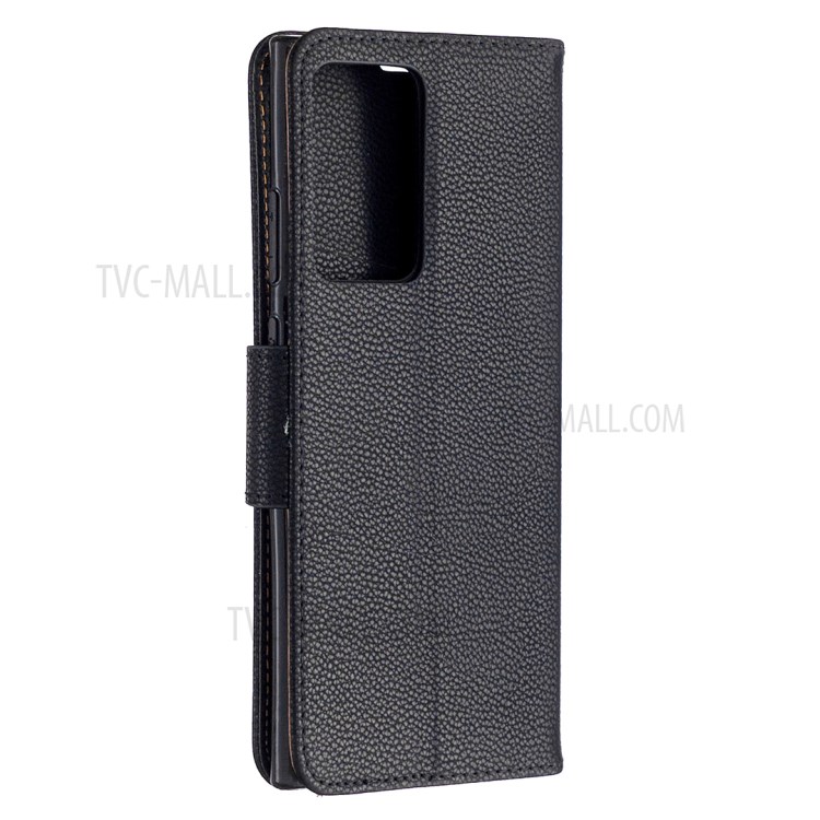 Litchi Texture Pure Color Leather Shell with Strap for Samsung Galaxy Note20 Ultra/Note20 Ultra 5G - Black-7