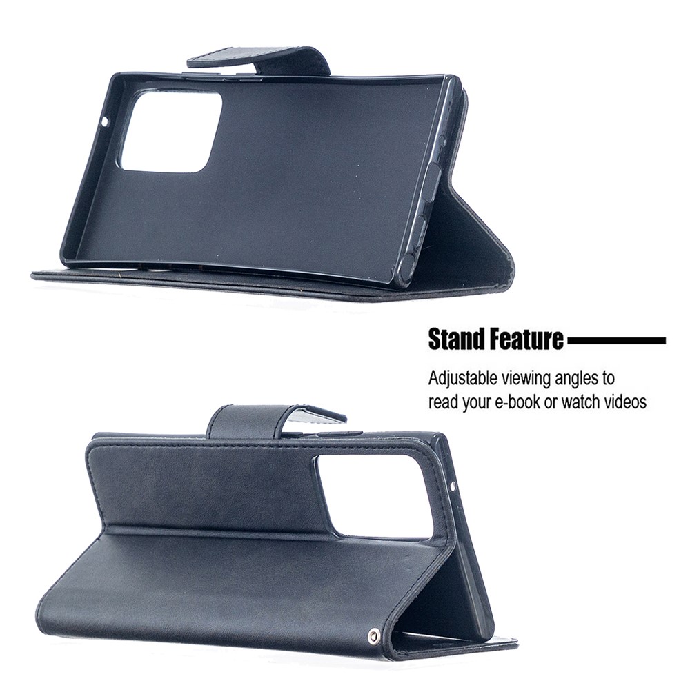 PU Leather Wallet Stand Phone Case for Samsung Galaxy Note20 Ultra 5G / Galaxy Note20 Ultra - Black-5