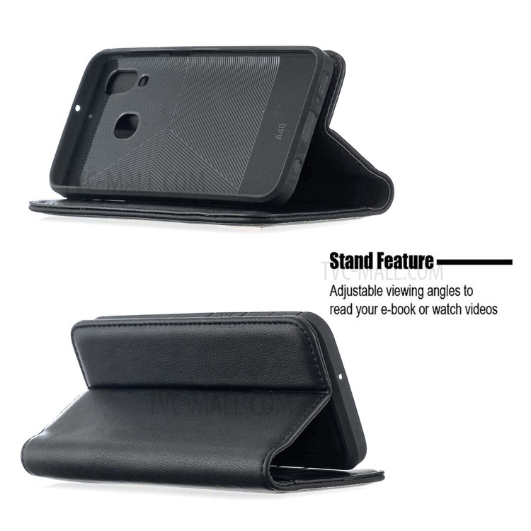 BF06 Detachable 2-in-1 Genuine Leather Wallet Shell + TPU Back Case for Samsung Galaxy A40 - Black-5