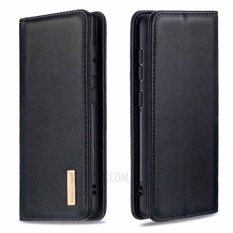 Detachable 2-in-1 Genuine Leather Wallet Shell + TPU Back Case for Samsung Galaxy A41 (Global Version) - Black-4