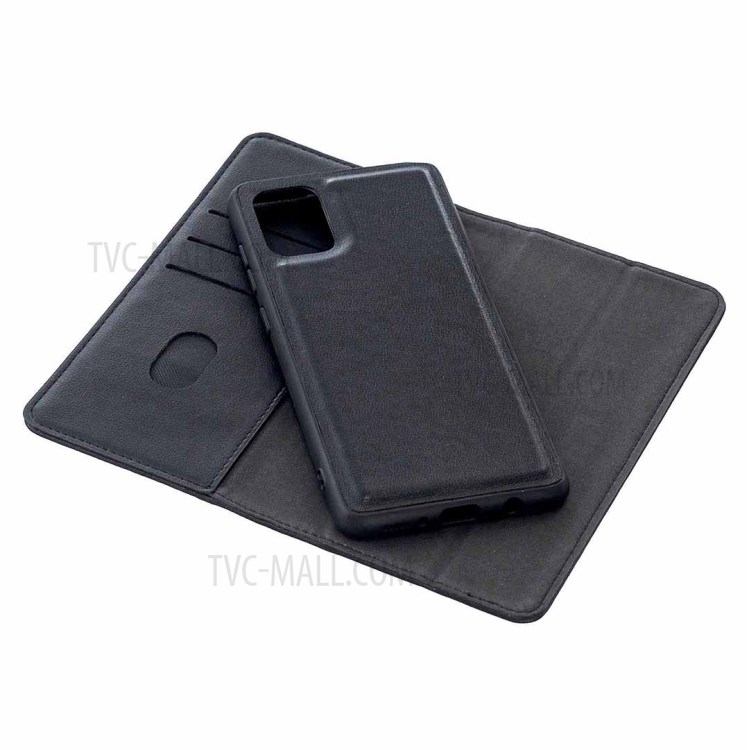 Detachable 2-in-1 Genuine Leather Wallet Stand Case for Samsung Galaxy A71 SM-A715 - Black-7