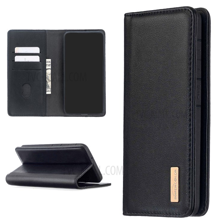 BF06 Detachable 2-in-1 Genuine Leather Wallet Cover + TPU Back Case for Samsung Galaxy A10 - Black-1