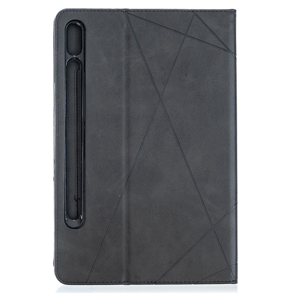 Geometric Pattern Cool Design Protector Stand Leather Case for Samsung Galaxy Tab S7 T870 - Black-3