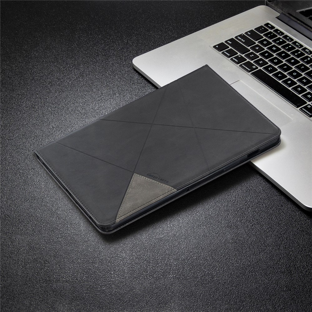 Geometric Pattern Cool Design Protector Stand Leather Case for Samsung Galaxy Tab S7 T870 - Black-7