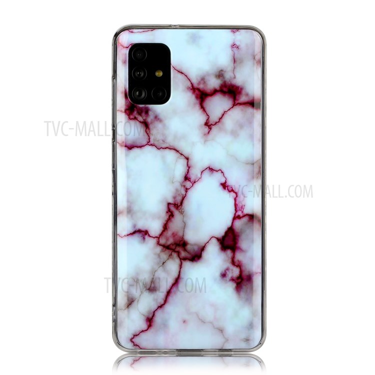 Marble Skin Printing Texture IMD TPU Shell for Samsung Galaxy A31 - White/Wine Red-2