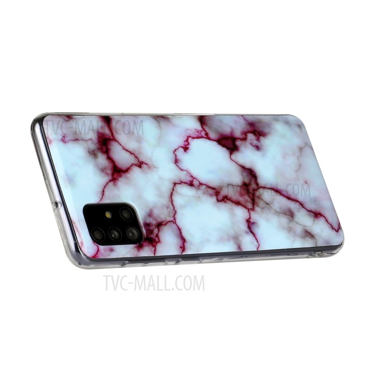 Marble Skin Printing Texture IMD TPU Shell for Samsung Galaxy A31 - White/Wine Red-5