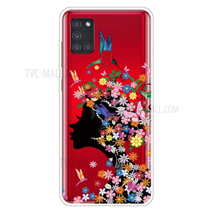 Pattern Printing Soft TPU Protection Case for Samsung Galaxy A21s - Flowered Girl-1