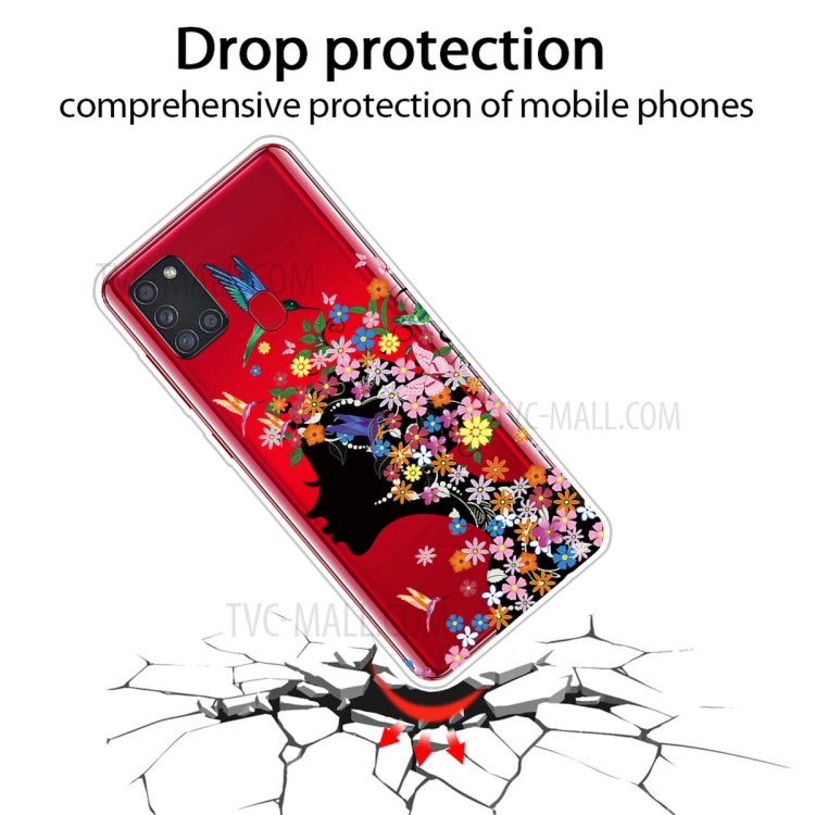 Pattern Printing Soft TPU Protection Case for Samsung Galaxy A21s - Flowered Girl-2