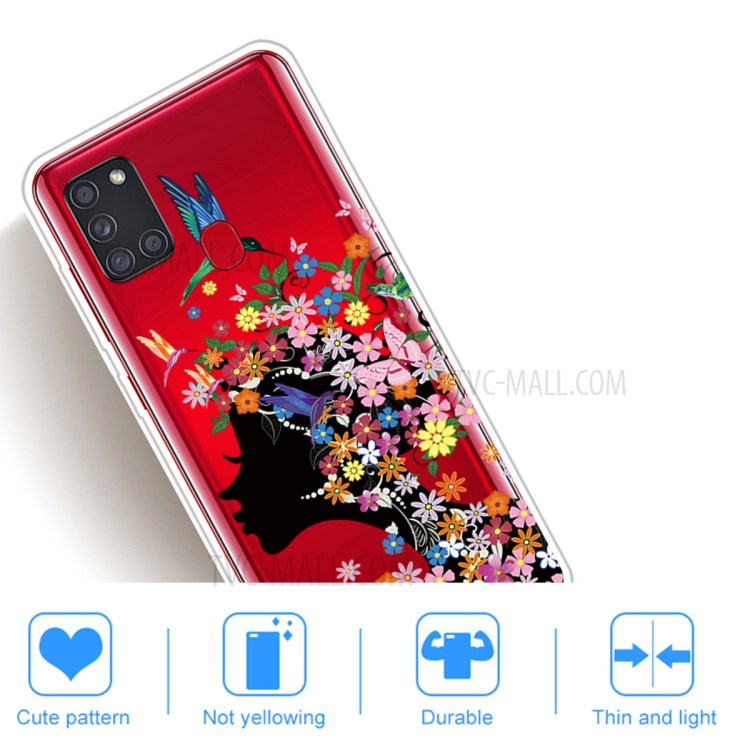 Pattern Printing Soft TPU Protection Case for Samsung Galaxy A21s - Flowered Girl-5