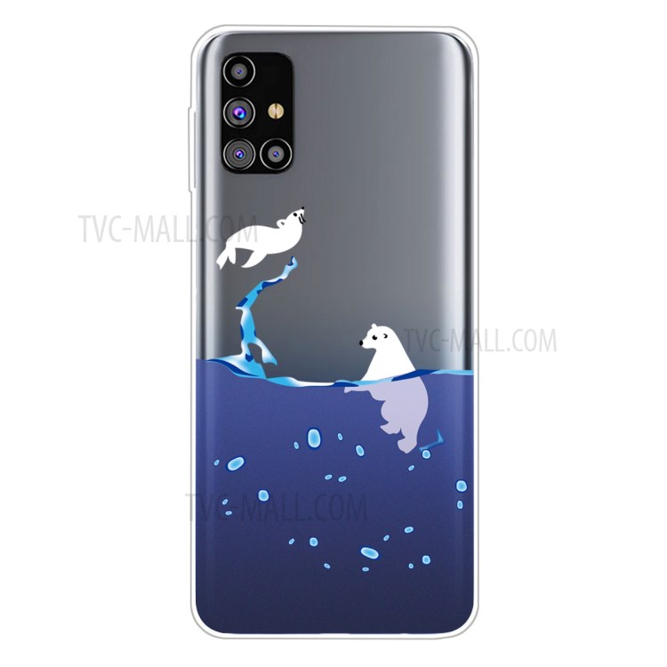 Pattern Printing Clear TPU Cell Phone Case Cover for Samsung Galaxy M31s - Polar Bear-1