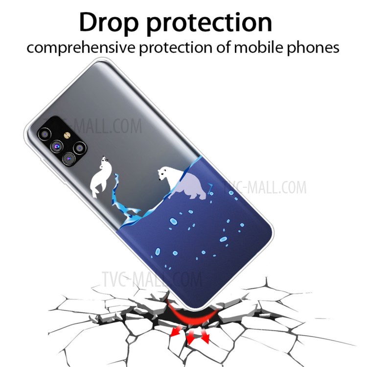 Pattern Printing Clear TPU Cell Phone Case Cover for Samsung Galaxy M31s - Polar Bear-2