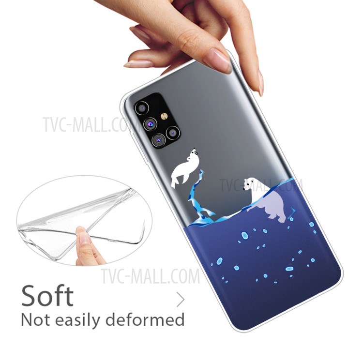 Pattern Printing Clear TPU Cell Phone Case Cover for Samsung Galaxy M31s - Polar Bear-4