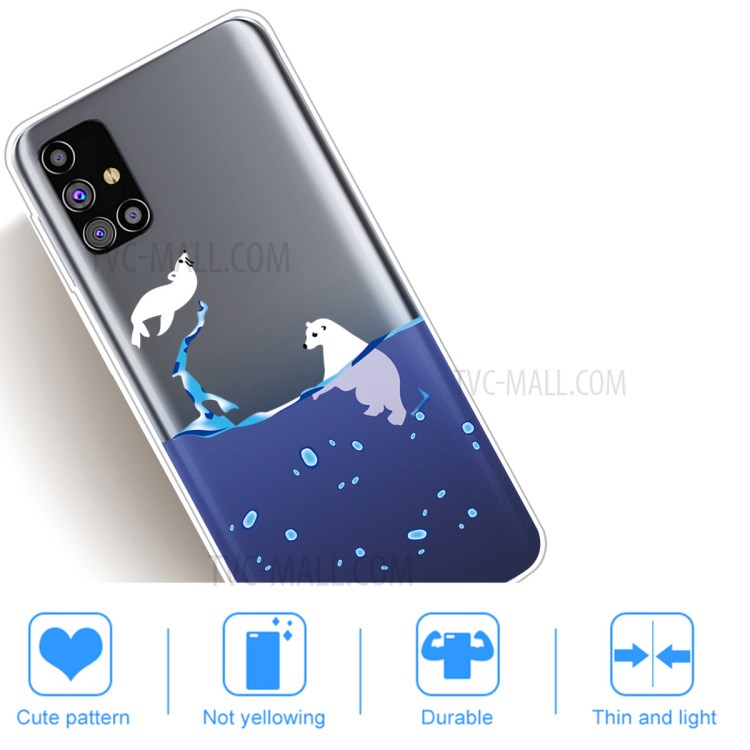 Pattern Printing Clear TPU Cell Phone Case Cover for Samsung Galaxy M31s - Polar Bear-5