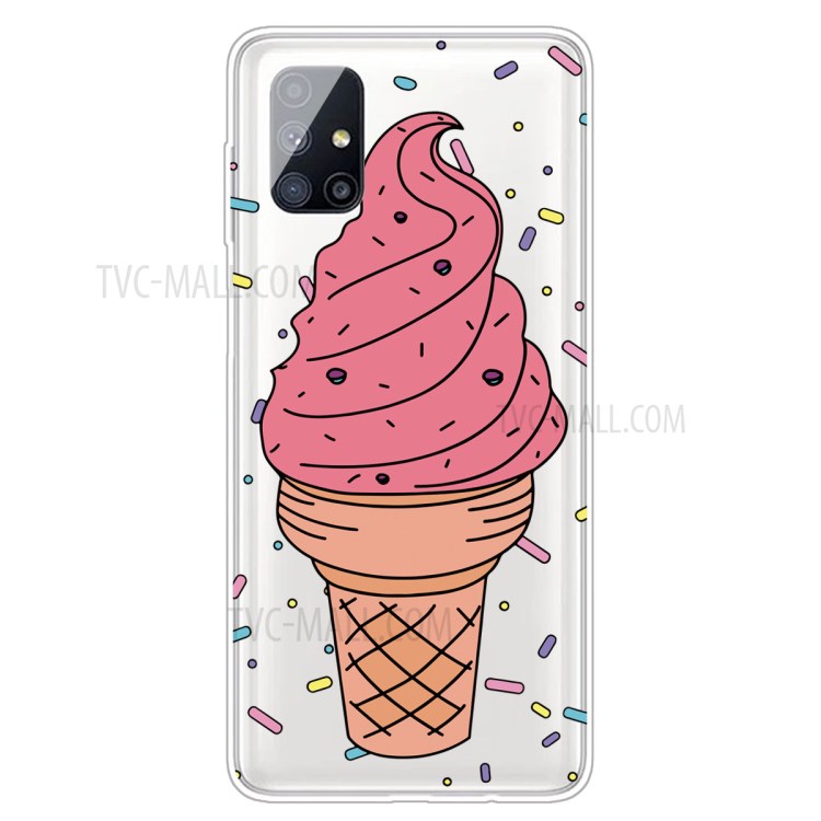 Pattern Printing Clear TPU Cell Phone Case for Samsung Galaxy M51 - Pink Ice Cream-1