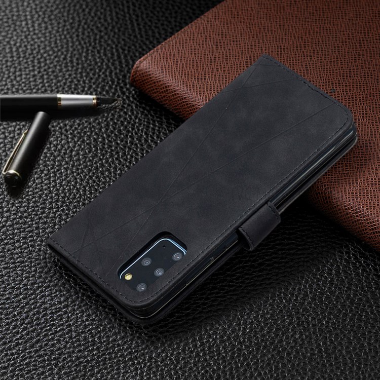 BF05 Style Geometric Texture Leather Cover for Samsung Galaxy S20 Plus - Black-5