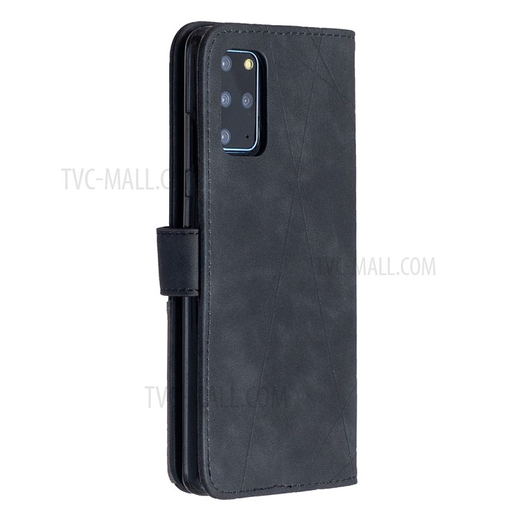 BF05 Style Geometric Texture Leather Cover for Samsung Galaxy S20 Plus - Black-7