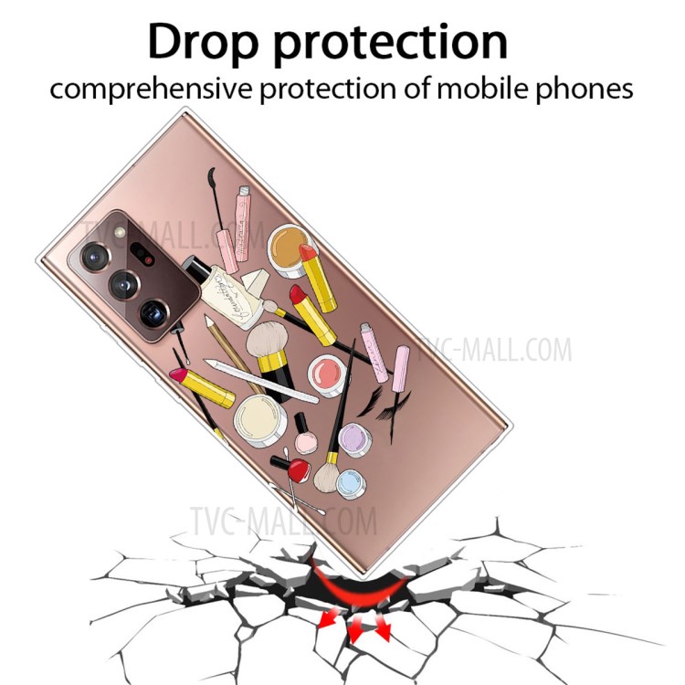 Pattern Printing Clear TPU Cell Phone Case Cover for Samsung Galaxy Note20 Ultra 5G - Makeup-2