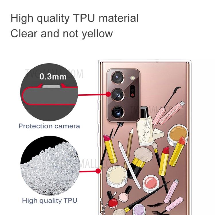 Pattern Printing Clear TPU Cell Phone Case Cover for Samsung Galaxy Note20 Ultra 5G - Makeup-3