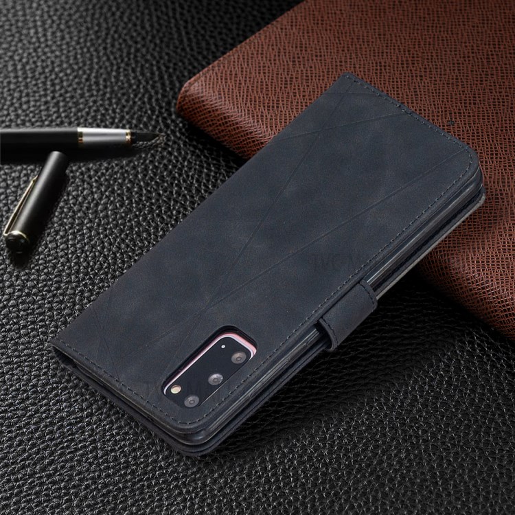 Estilo BF05 Capa De Couro Textura Geométrica Para Samsung Galaxy S20 - Preto-5