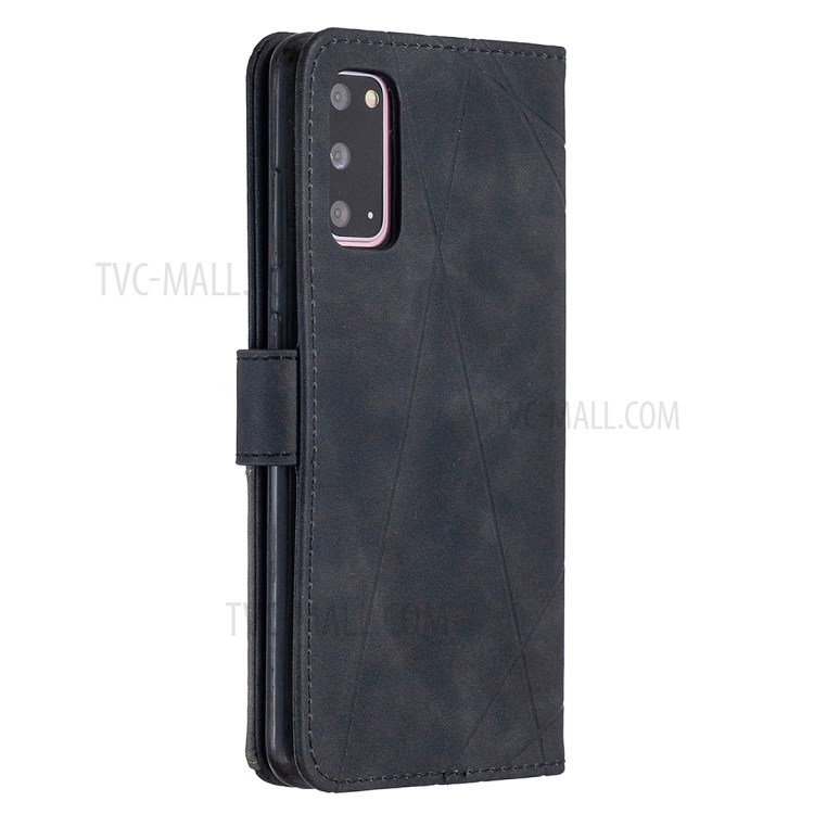 Estilo BF05 Capa De Couro Textura Geométrica Para Samsung Galaxy S20 - Preto-7