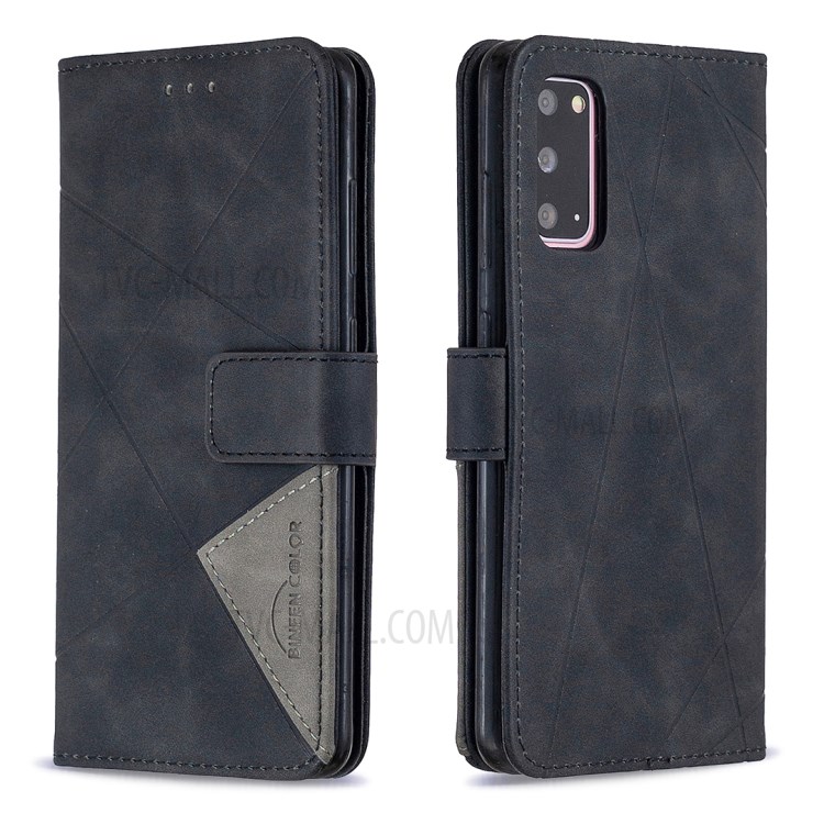 Estilo BF05 Capa De Couro Textura Geométrica Para Samsung Galaxy S20 - Preto-8
