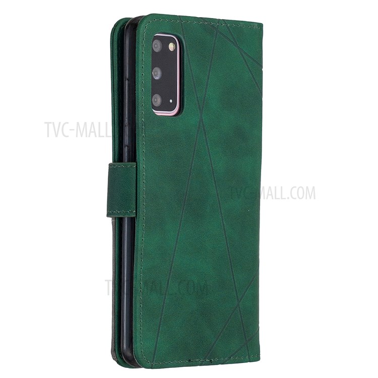 BF05 Style Geometric Texture Leather Cover for Samsung Galaxy S20 4G/S20 5G - Green-7