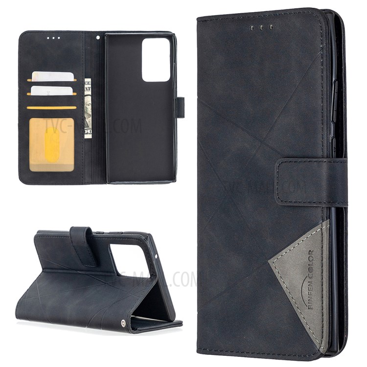 BF05 Geometric Texture Leather Case for Samsung Galaxy Note20 Ultra/Note20 Ultra 5G - Black-1