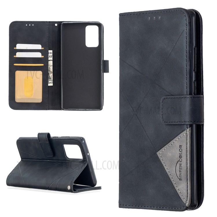 BF05 Geometric Texture Leather Unique Case for Samsung Galaxy Note 20/Note 20 5G - Black-1