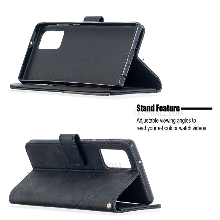 BF05 Geometric Texture Leather Unique Case for Samsung Galaxy Note 20/Note 20 5G - Black-2