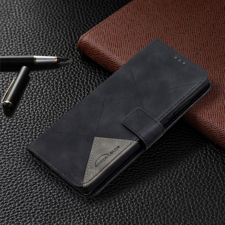 BF05 Geometric Texture Leather Unique Case for Samsung Galaxy Note 20/Note 20 5G - Black-4