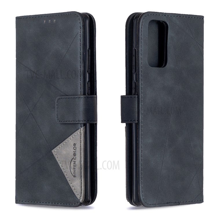 BF05 Geometric Texture Leather Unique Case for Samsung Galaxy Note 20/Note 20 5G - Black-8