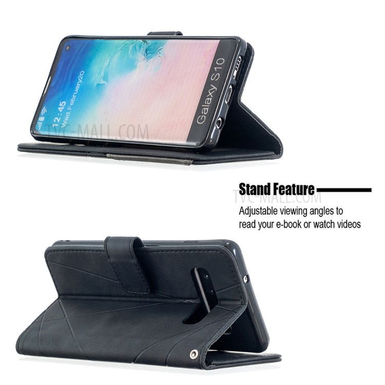 BF05 Geometric Texture Cover Leather Protective Case for Samsung Galaxy S10 - Black-2