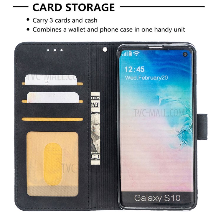 BF05 Geometric Texture Cover Leather Protective Case for Samsung Galaxy S10 - Black-3